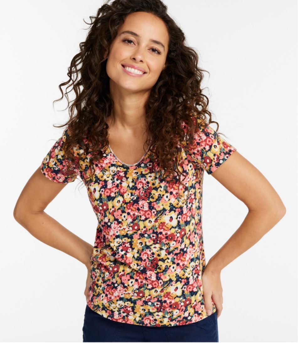 Women's Organic Cotton Tee, V-Neck Short-Sleeve Print | L.L.Bean