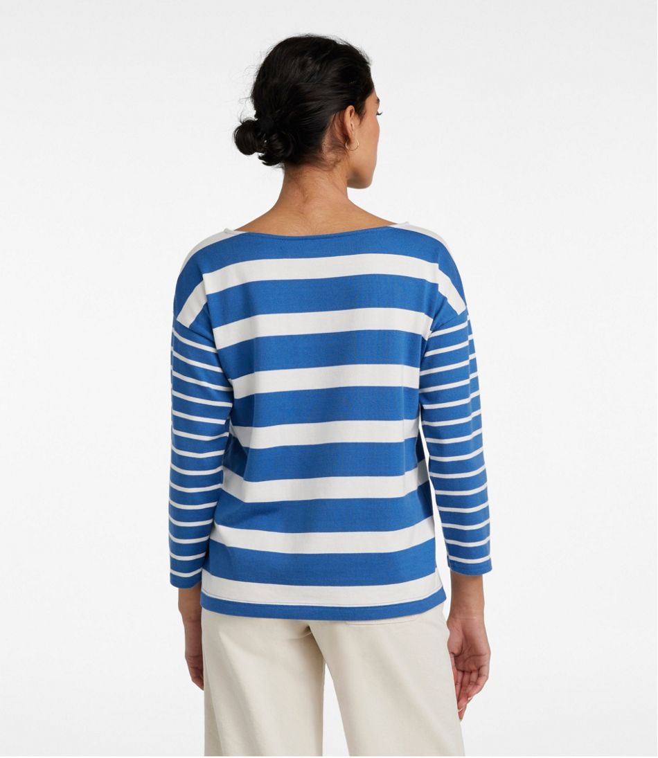Women's Heritage Mariner Top, Boatneck Three-Quarter-Sleeve Blocked Stripe | L.L.Bean