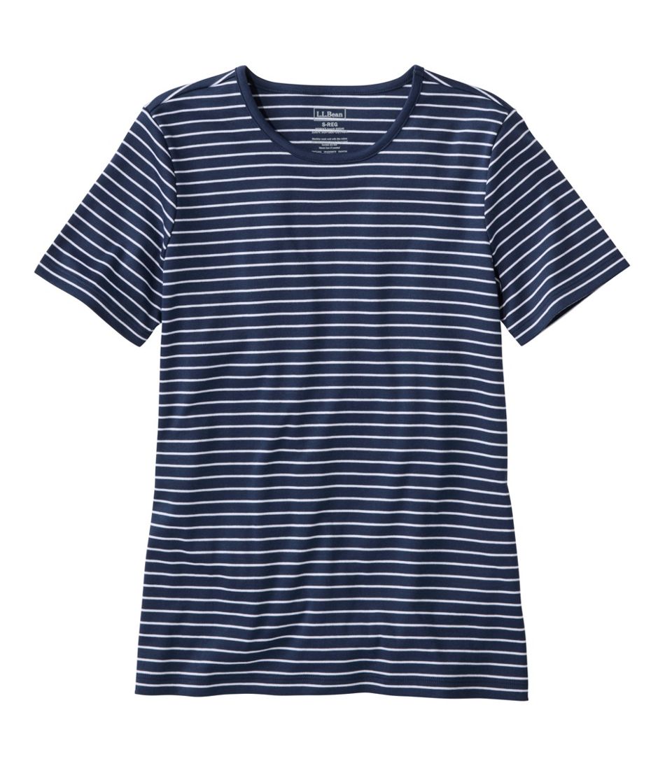 Women's Pima Cotton Tee, Short-Sleeve Crewneck Stripe | L.L.Bean