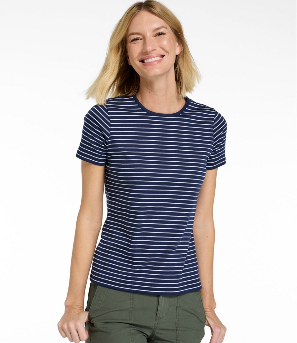 Women's Pima Cotton Tee, Short-Sleeve Crewneck Stripe | L.L.Bean