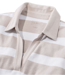 Women's Heritage Mariner Top, Splitneck Polo Three-Quarter-Sleeve, Block Stripe | L.L.Bean