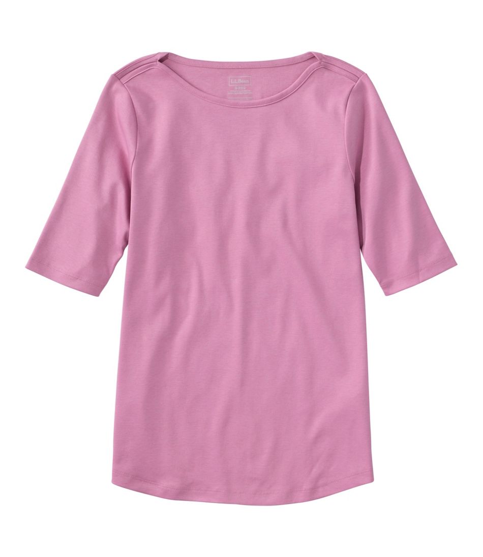 Women's Pima Cotton Tee, Elbow-Sleeve Boatneck | L.L.Bean
