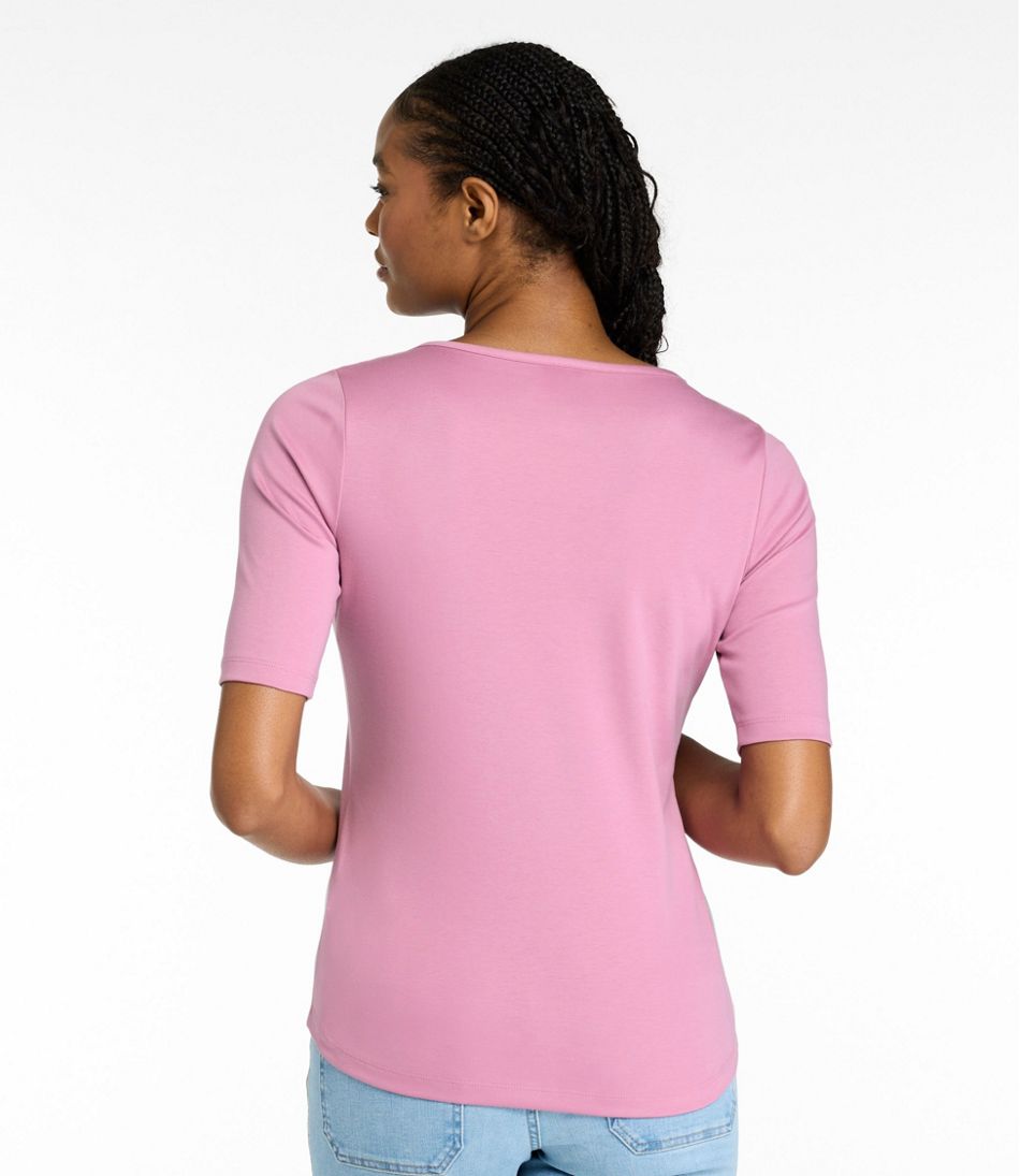 Women's Pima Cotton Tee, Elbow-Sleeve Boatneck | L.L.Bean