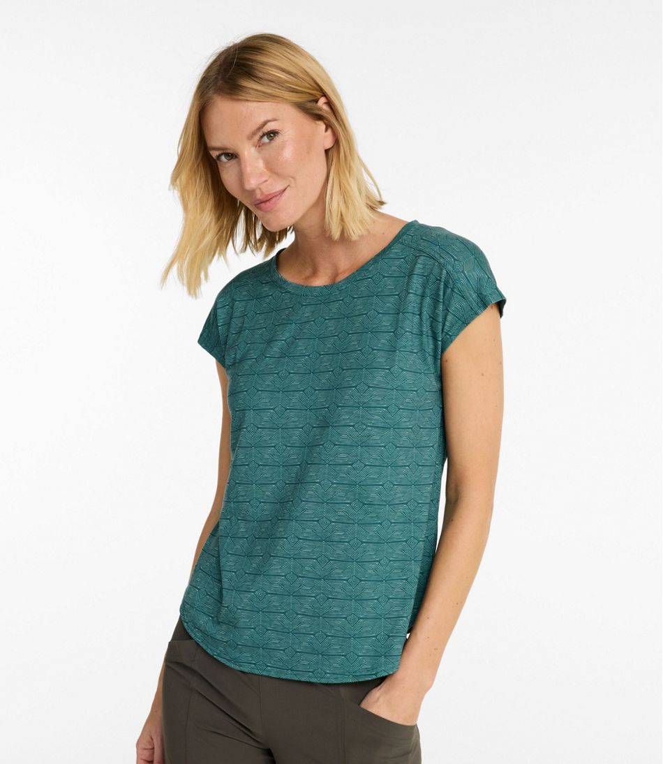 Women's Streamside Tee, Short-Sleeve Ruched Crew Print | L.L.Bean