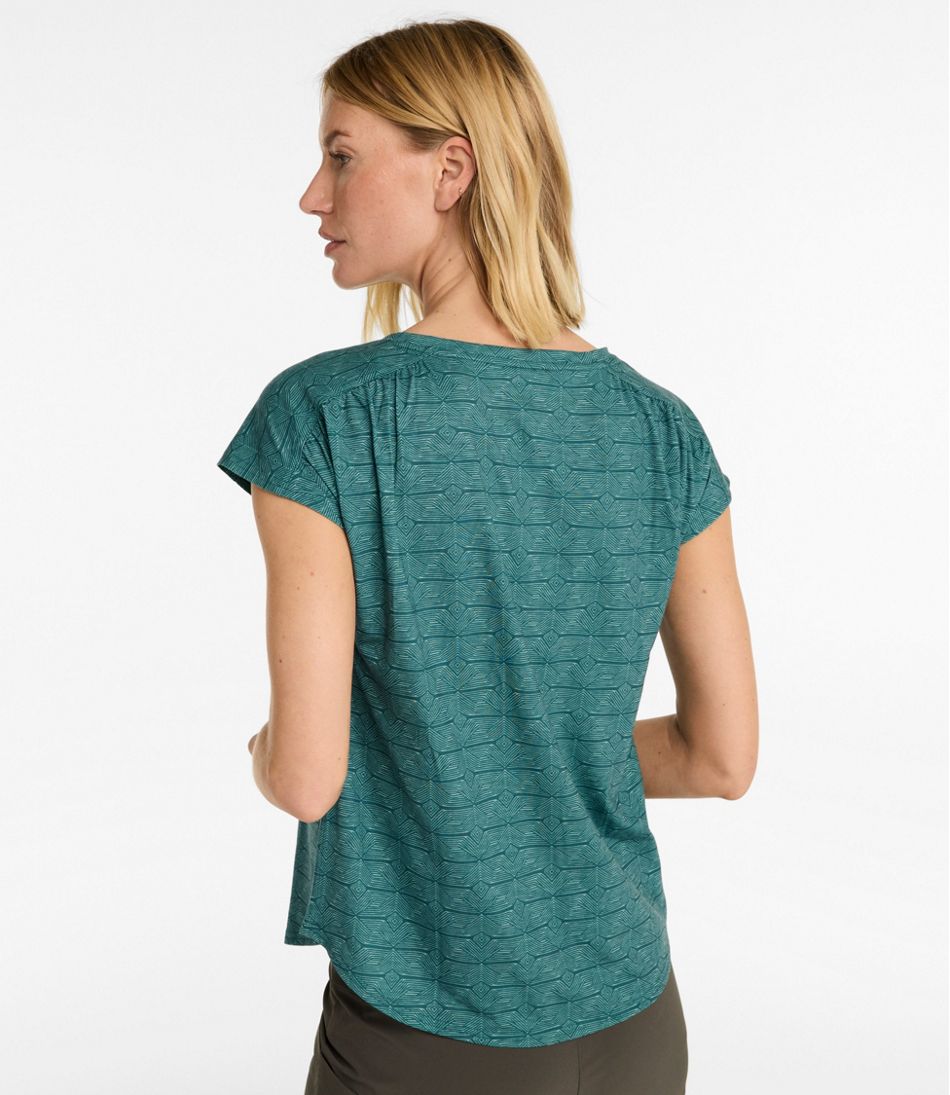 Women's Streamside Tee, Short-Sleeve Ruched Crew Print | L.L.Bean