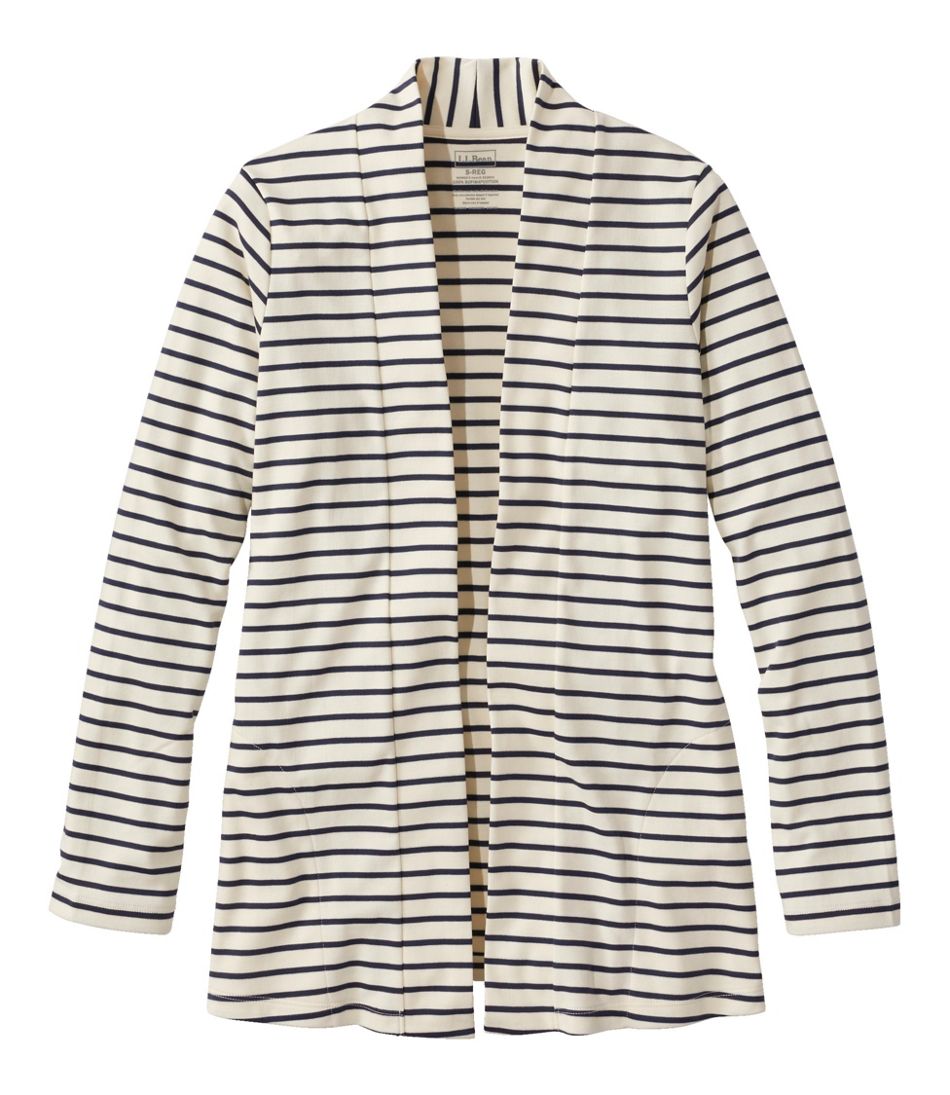 Women's Pima Cotton Open Cardigan, With Pockets Stripe | L.L.Bean