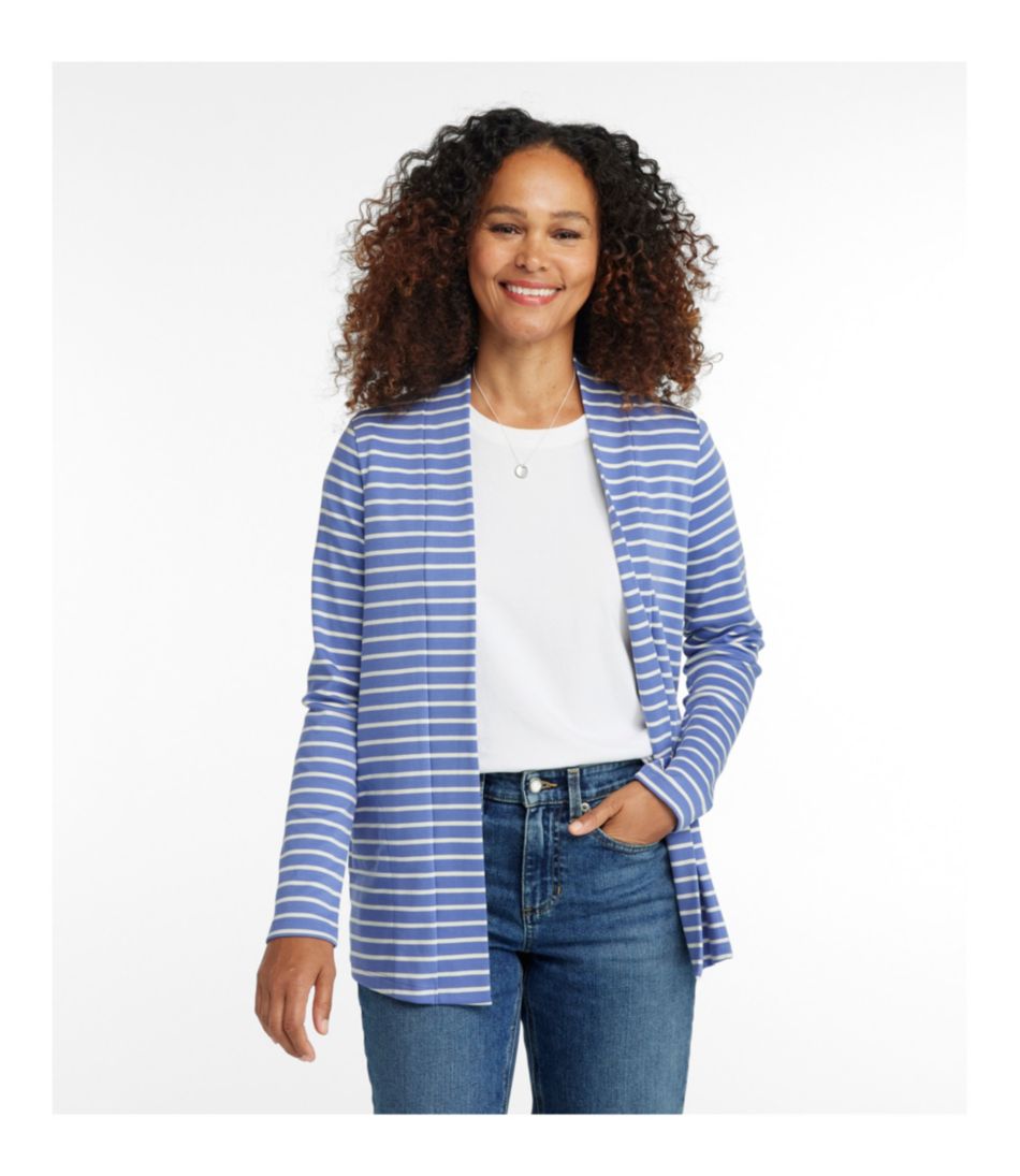 Women's Pima Cotton Open Cardigan, With Pockets Stripe | L.L.Bean
