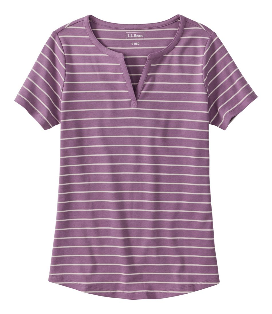 Women's Tee, Short-Sleeve Notch-Neck Stripe | L.L.Bean