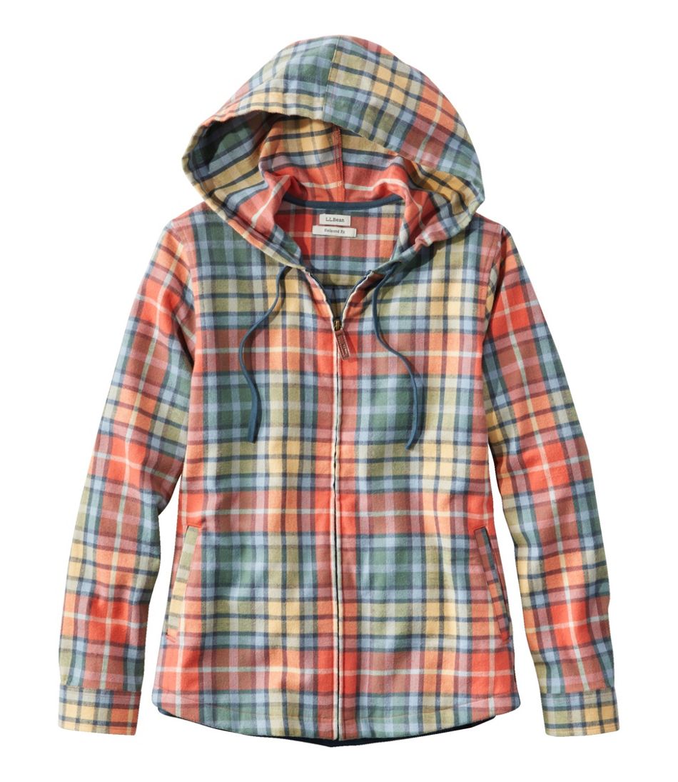 Women's Scotch Plaid Flannel Shirt, Relaxed Zip Hoodie | L.L.Bean