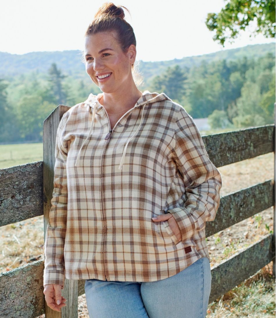 Women's Scotch Plaid Flannel Shirt, Relaxed Zip Hoodie | L.L.Bean