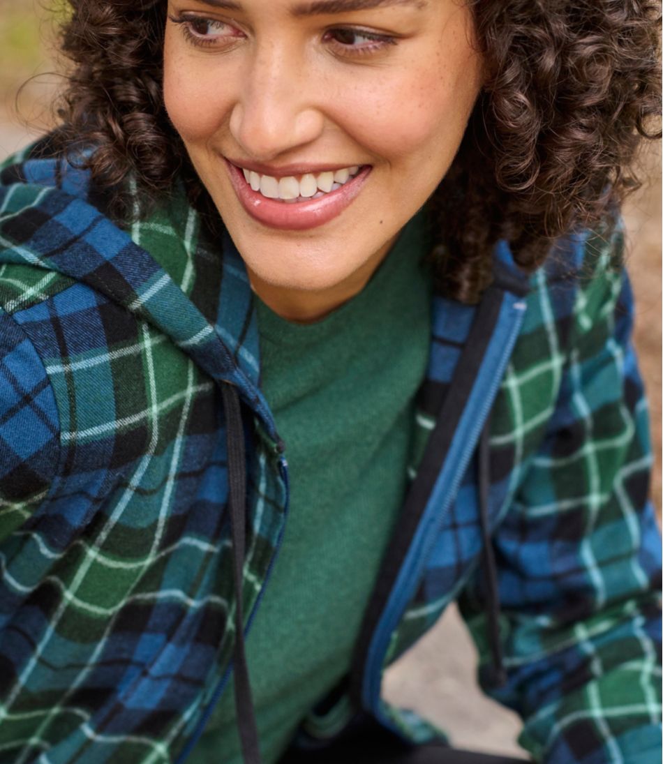 Women's Scotch Plaid Flannel Shirt, Relaxed Zip Hoodie | L.L.Bean