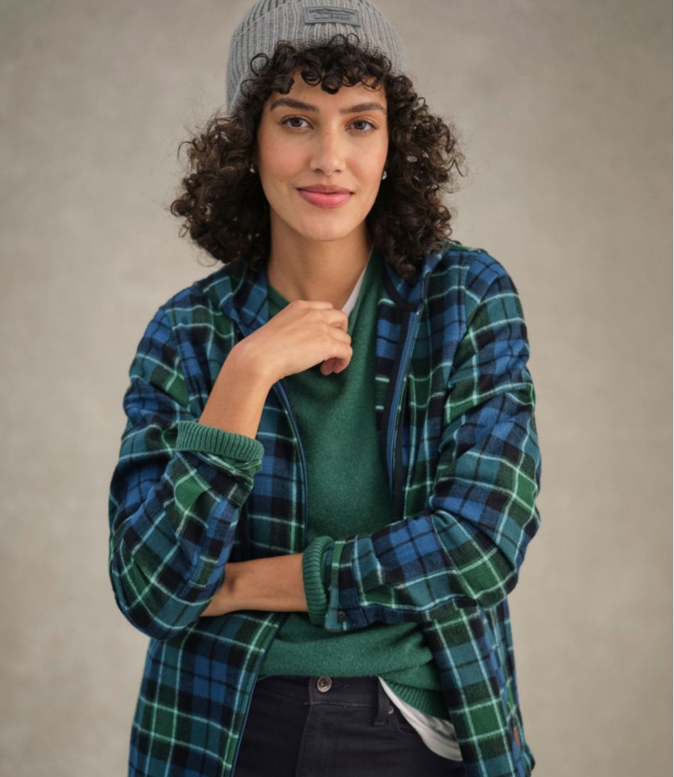 Women's Scotch Plaid Flannel Shirt, Relaxed Zip Hoodie | L.L.Bean