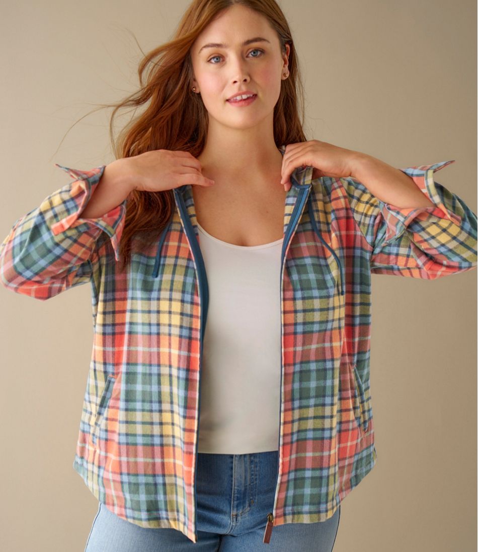 Women's Scotch Plaid Flannel Shirt, Relaxed Zip Hoodie | L.L.Bean