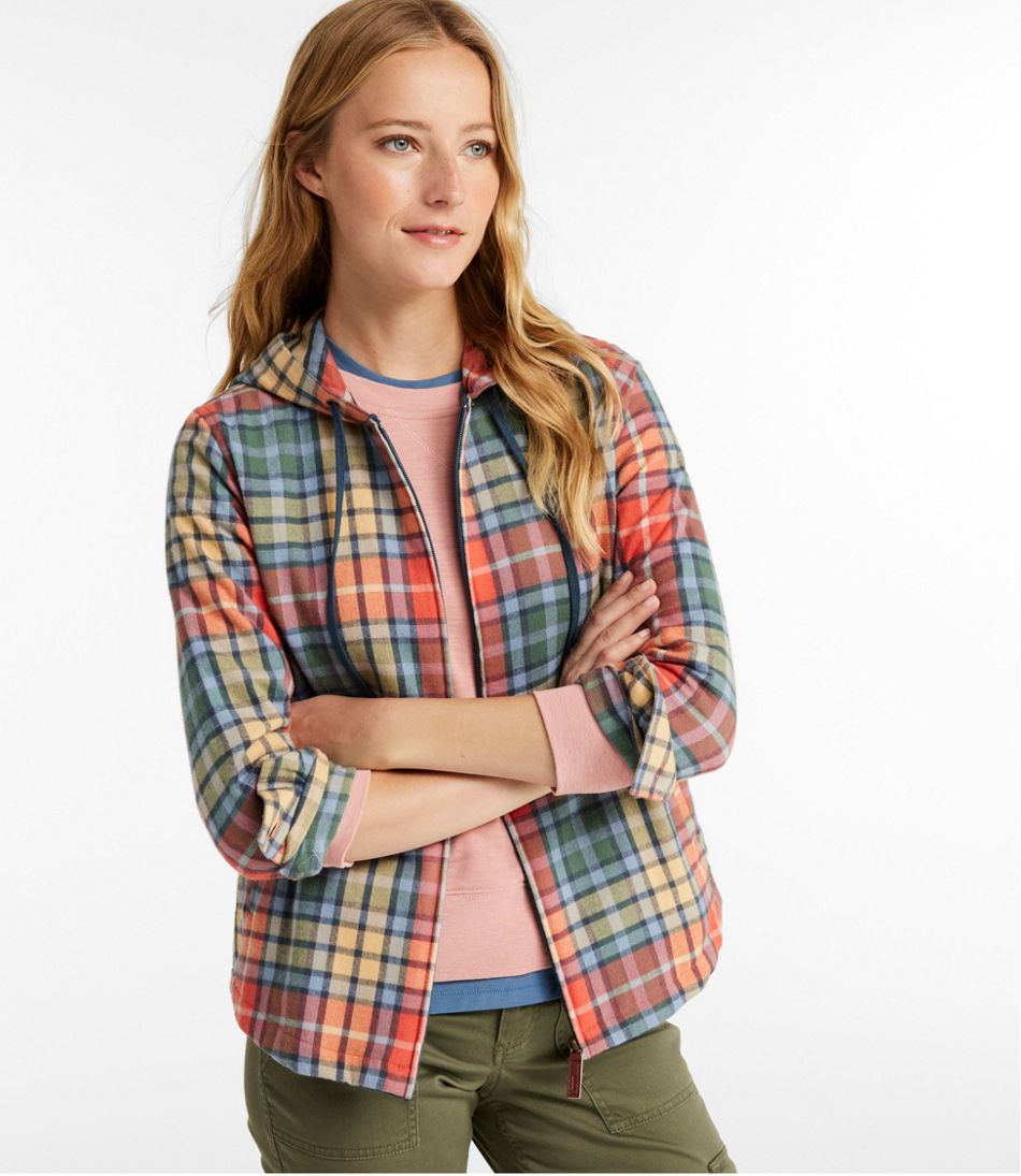 Women's Scotch Plaid Flannel Shirt, Relaxed Zip Hoodie | L.L.Bean