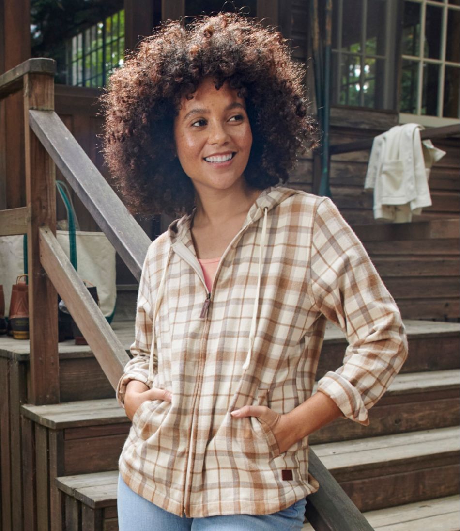Women's Scotch Plaid Flannel Shirt, Relaxed Zip Hoodie | L.L.Bean