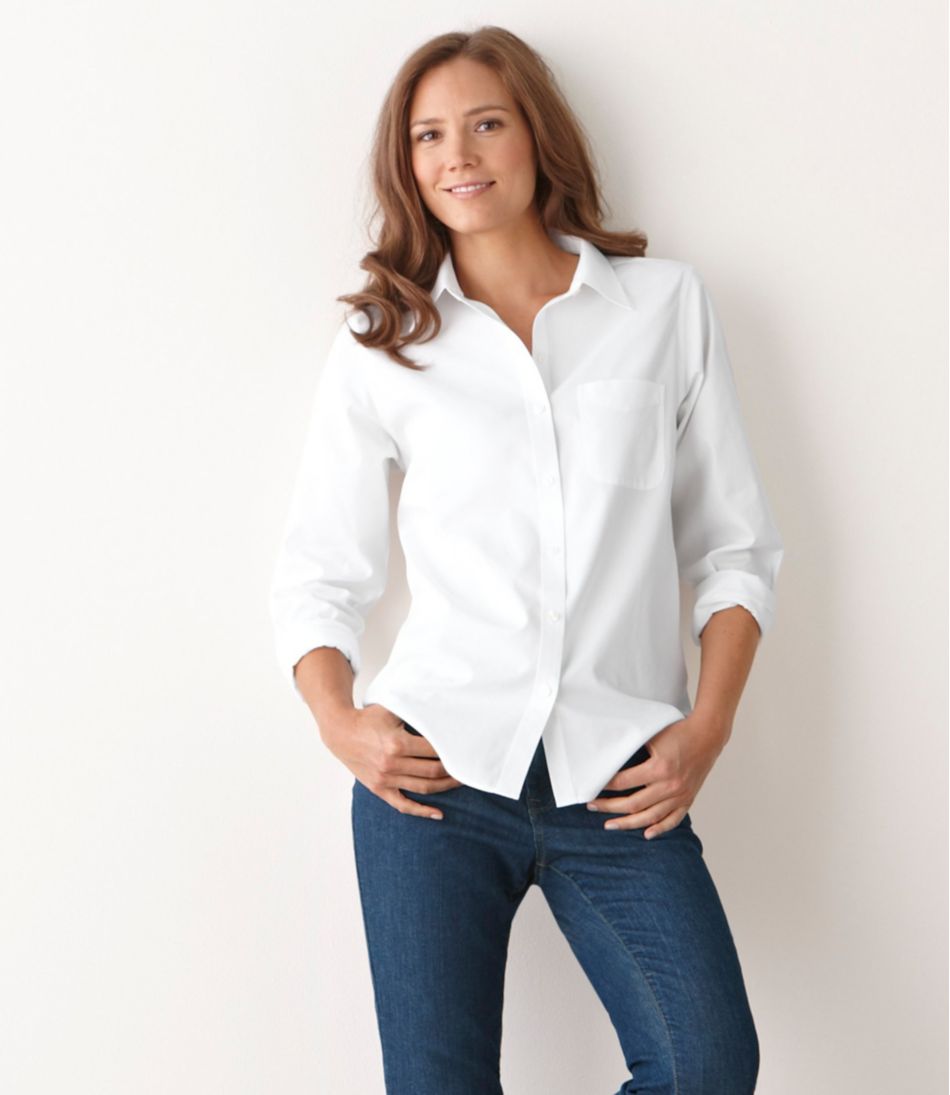 Women's Wrinkle-Free Pinpoint Oxford Shirt, Long-Sleeve Relaxed Fit | L.L.Bean