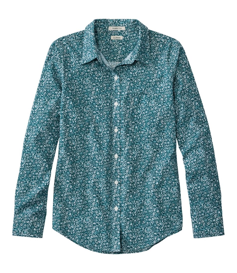Women's Wrinkle-Free Pinpoint Oxford Shirt, Relaxed Fit Long-Sleeve Print | L.L.Bean