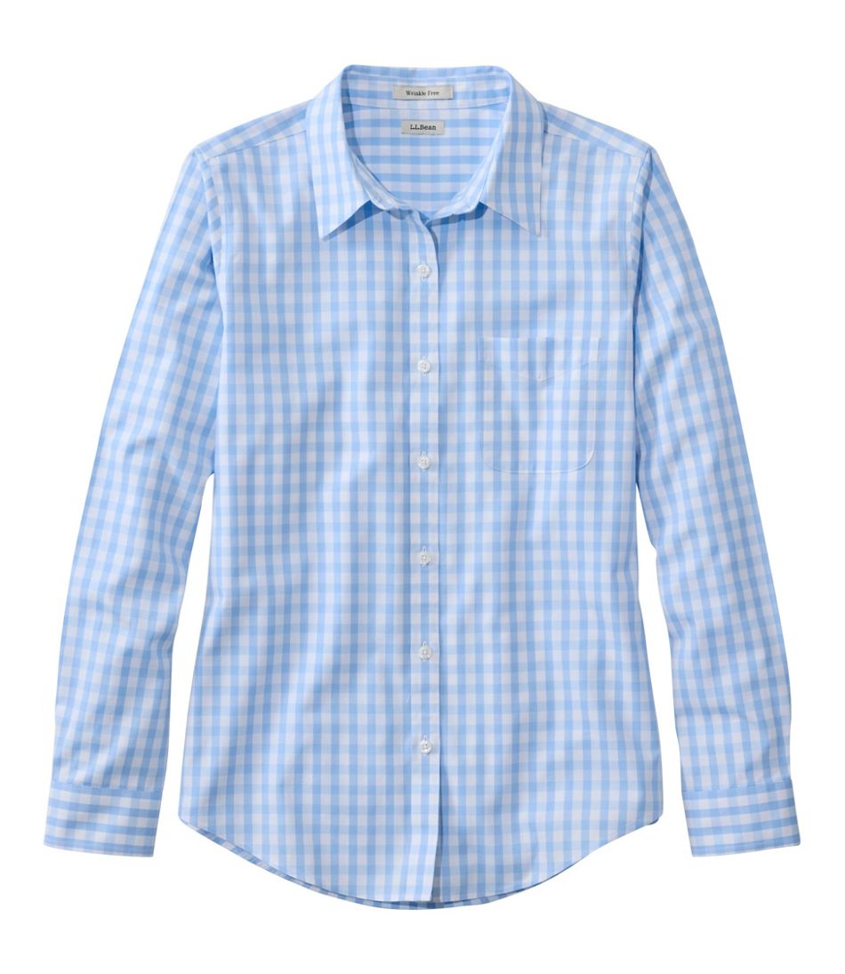 Women's Wrinkle-Free Pinpoint Oxford Shirt, Long-Sleeve Relaxed Fit Plaid | L.L.Bean