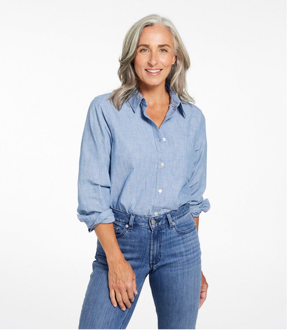 Women's Essential Cotton Shirt, Chambray Long Sleeve | L.L.Bean