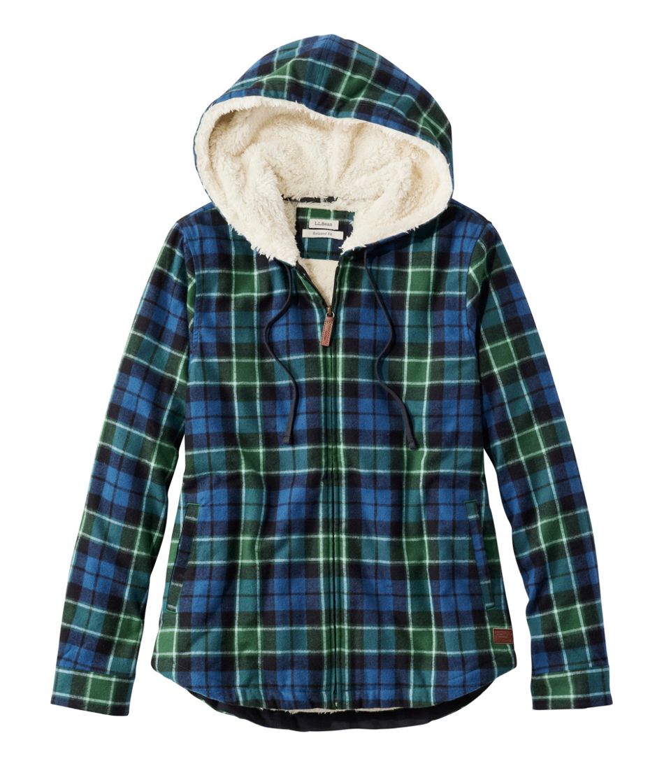 Women's Scotch Plaid Flannel Shirt, Sherpa-Lined Zip Hoodie | L.L.Bean