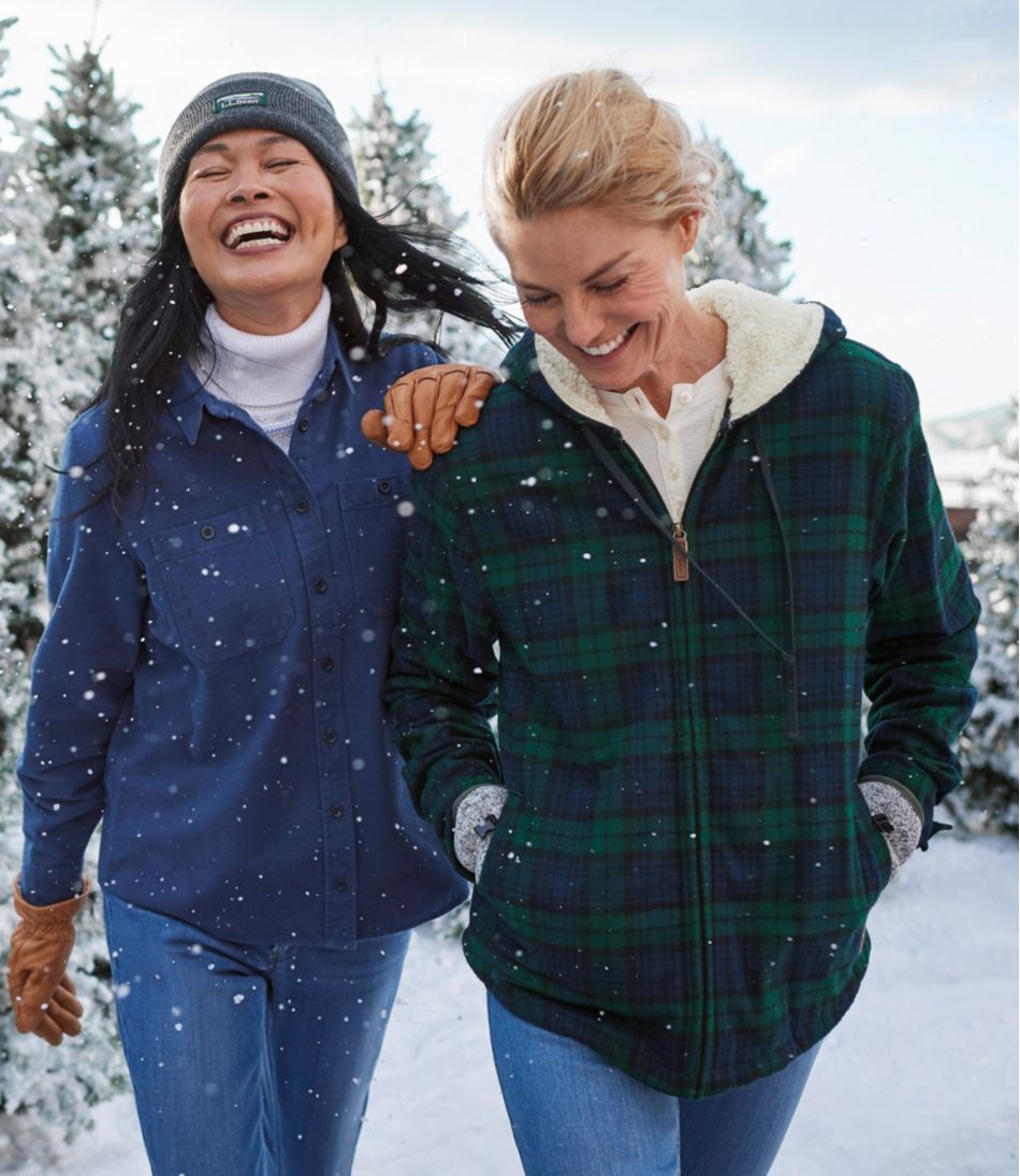 Women's Scotch Plaid Flannel Shirt, Sherpa-Lined Zip Hoodie | L.L.Bean