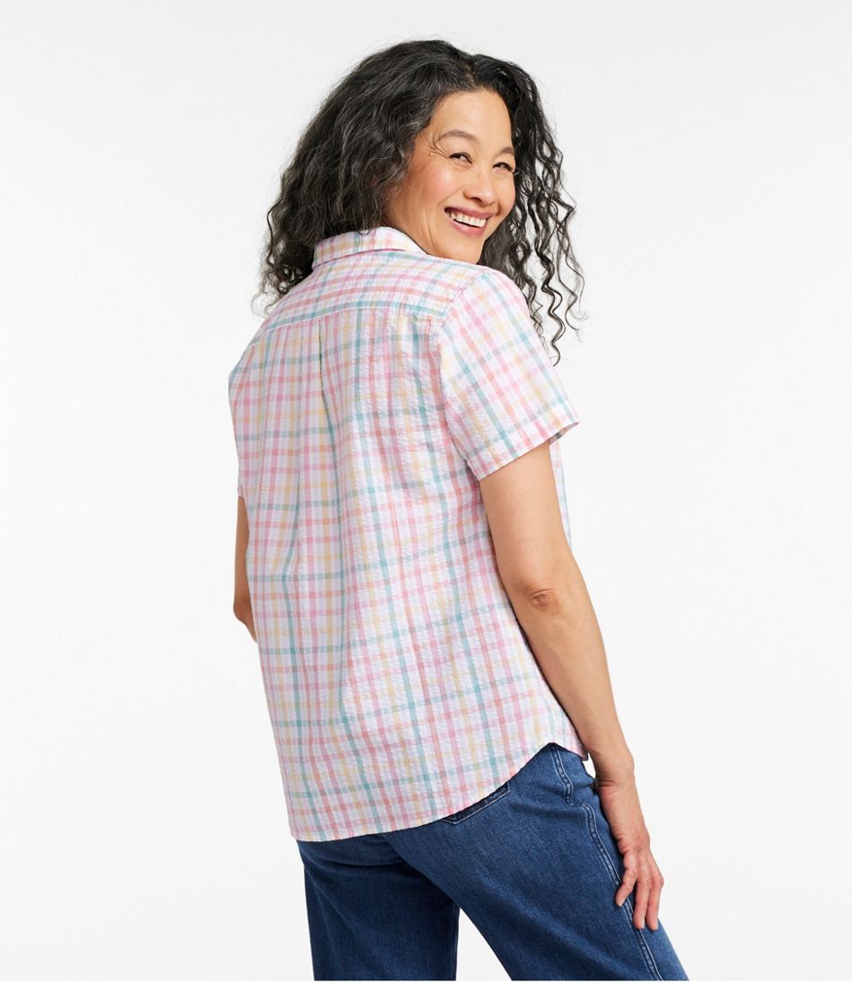 Women's Vacationland Seersucker Shirt, Short-Sleeve Popover Plaid | L.L.Bean
