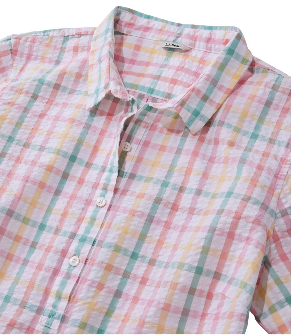 Women's Vacationland Seersucker Shirt, Short-Sleeve Popover Plaid | L.L.Bean