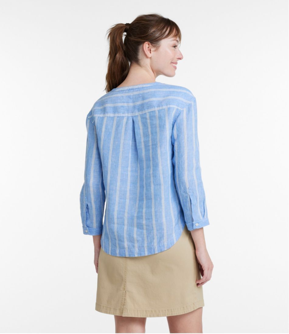 Women's Premium Washable Linen Shirt, Splitneck Stripe | L.L.Bean