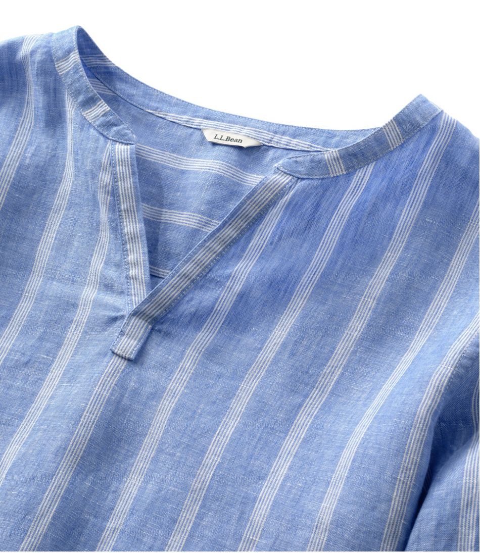 Women's Premium Washable Linen Shirt, Splitneck Stripe | L.L.Bean
