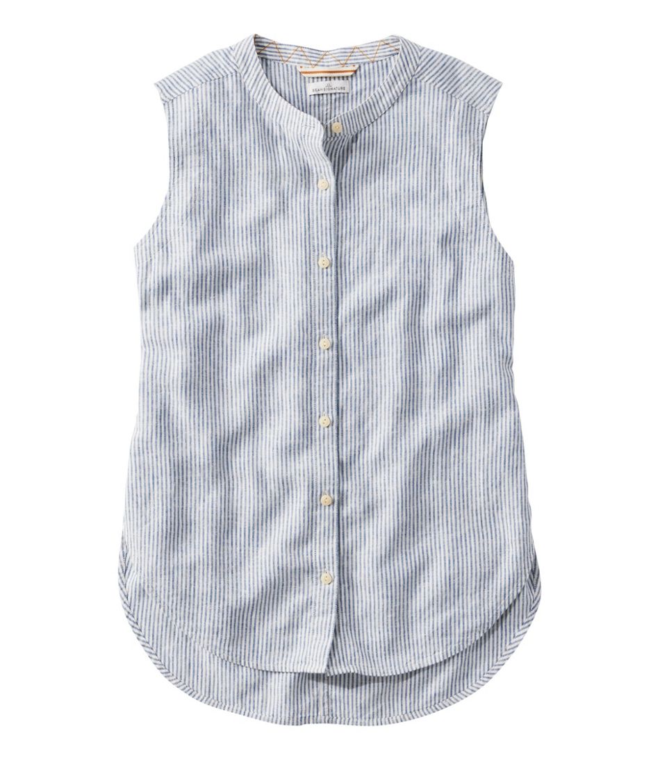 Women's Signature Linen-Blend Button-Front Shirt, Sleeveless | L.L.Bean