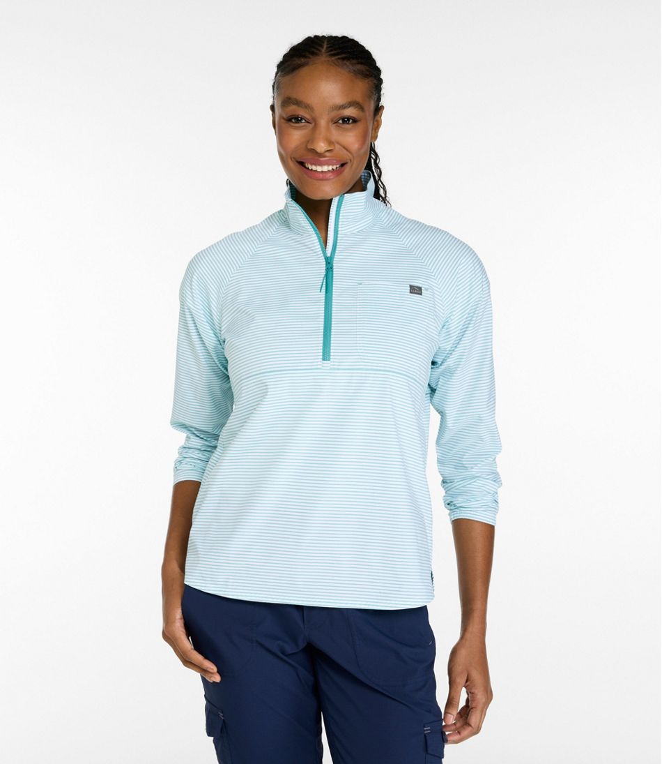 Women's Everyday SunSmart® Woven Shirt, Quarter-Zip Pullover Colorblock | L.L.Bean