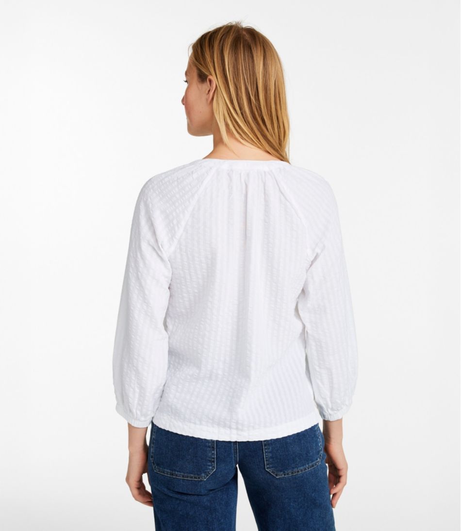 Women's Bean's Seacoast Seersucker Splitneck Shirt | L.L.Bean