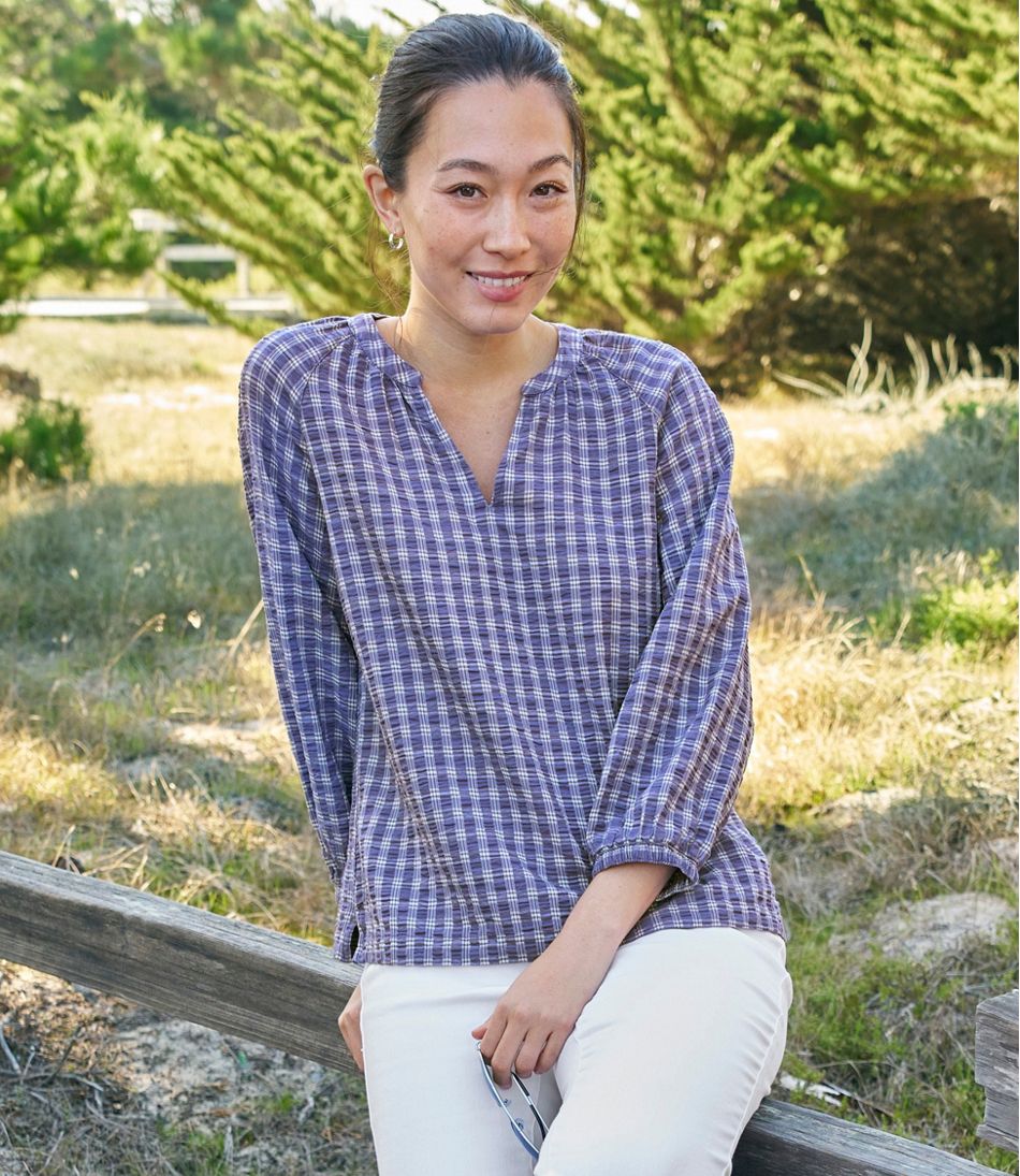 Women's Bean's Seacoast Seersucker Splitneck Shirt | L.L.Bean