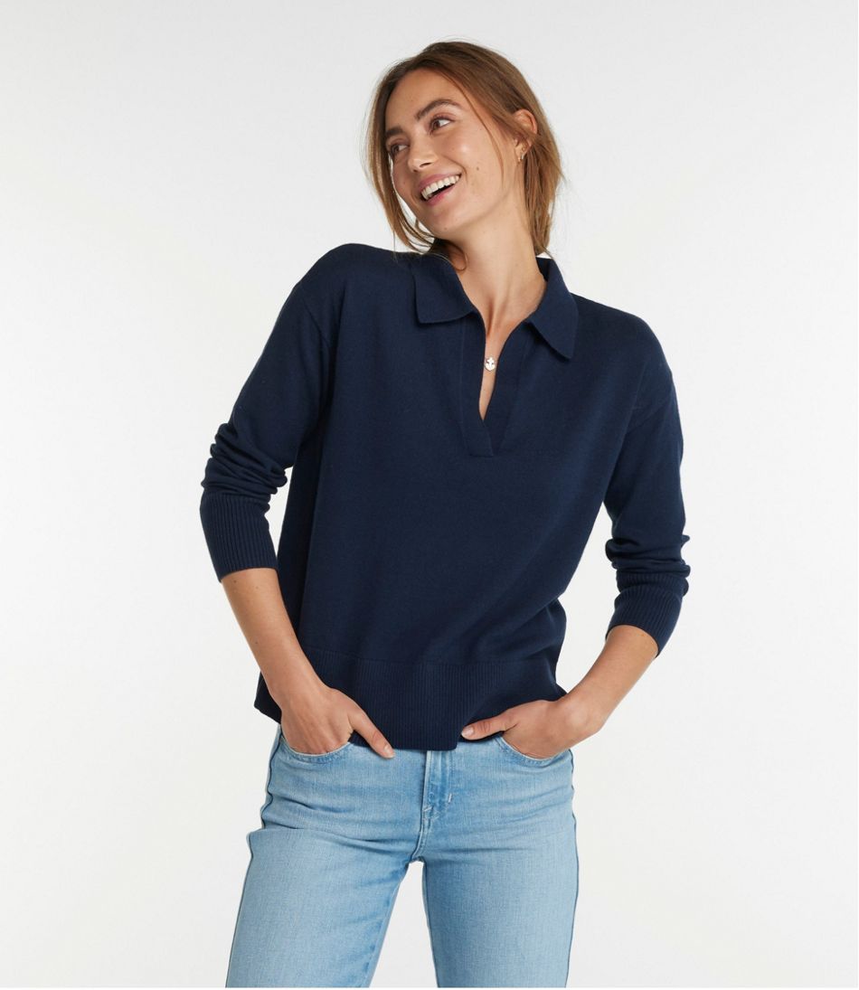 Women's Cotton/Cashmere Sweater, Polo | L.L.Bean