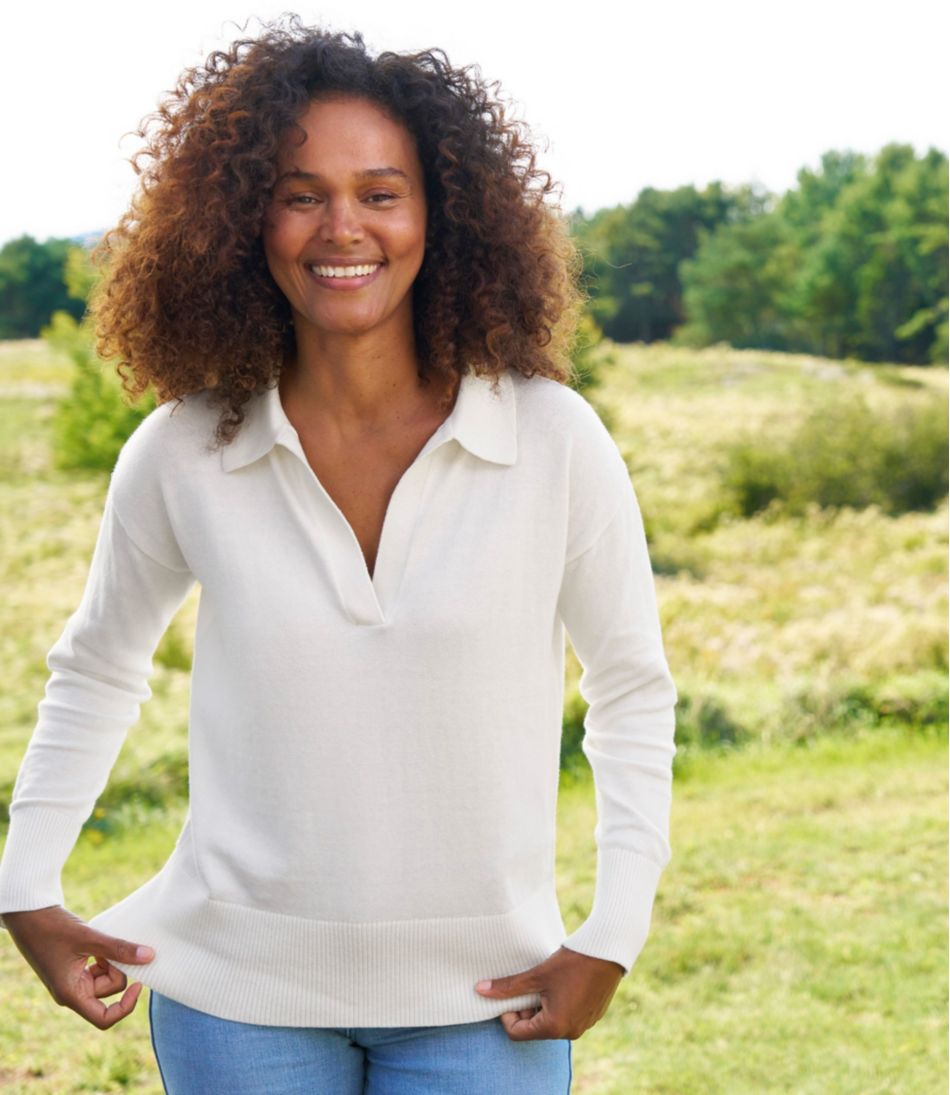 Women's Cotton/Cashmere Sweater, Polo | L.L.Bean
