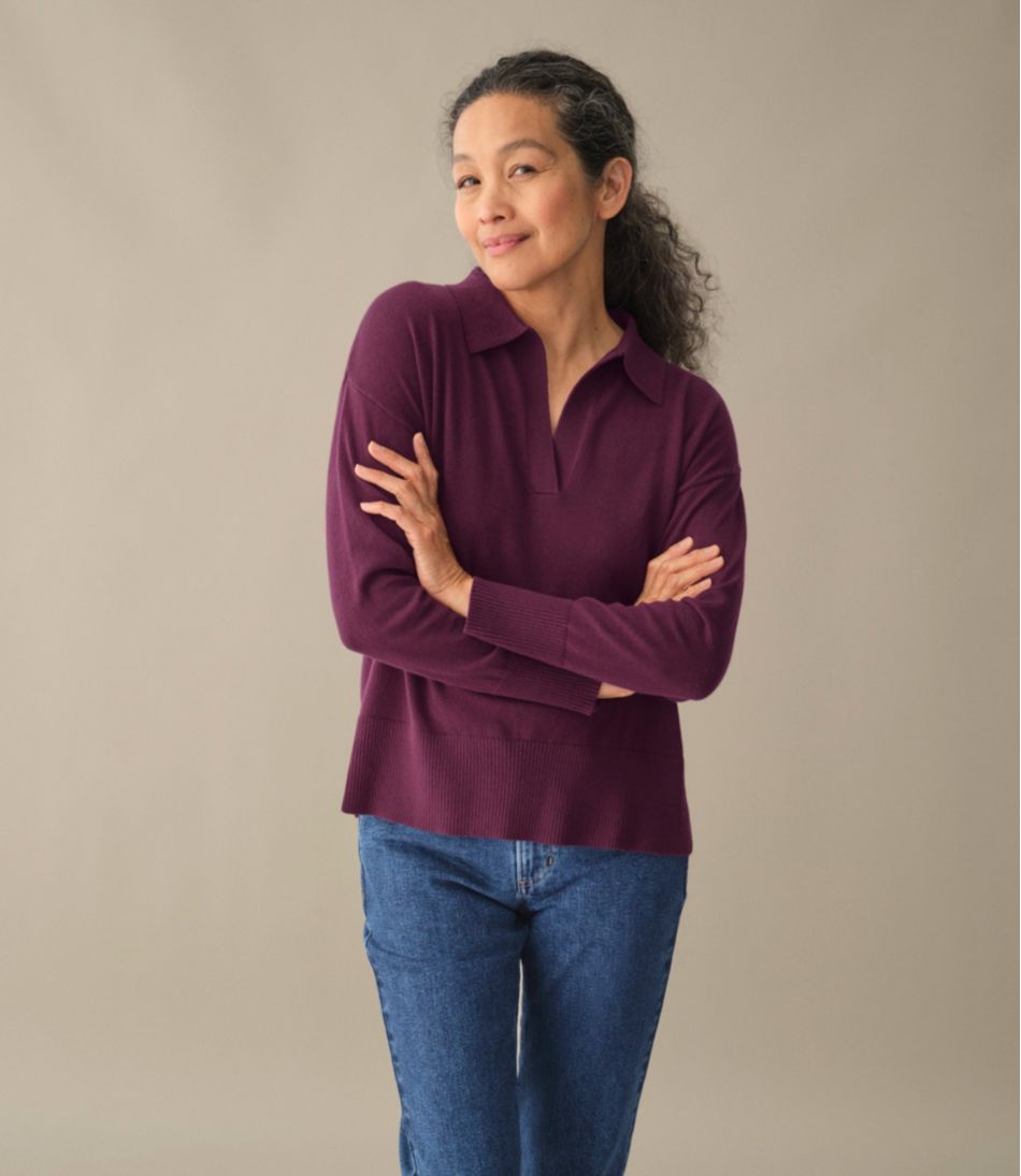 Women's Cotton/Cashmere Sweater, Polo | L.L.Bean