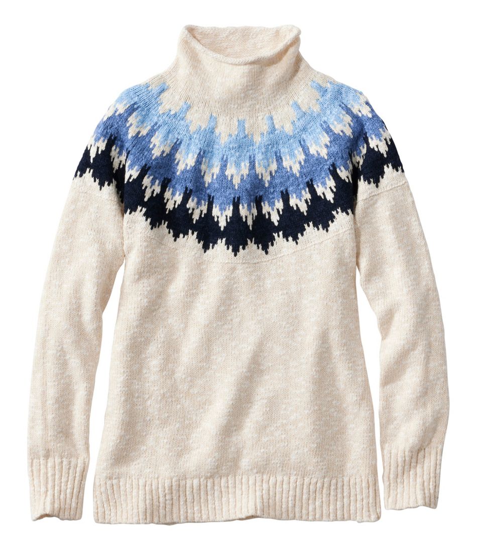 Women's Cotton Ragg Sweater, Funnelneck Pullover Fair Isle | L.L.Bean