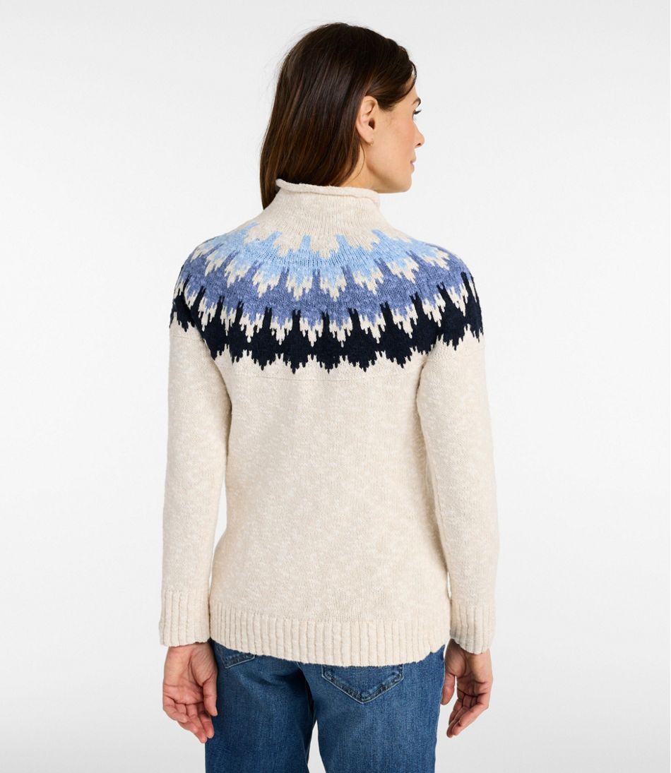 Women's Cotton Ragg Sweater, Funnelneck Pullover Fair Isle | L.L.Bean