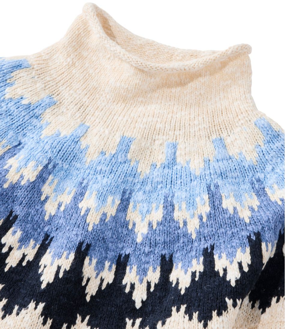 Women's Cotton Ragg Sweater, Funnelneck Pullover Fair Isle | L.L.Bean