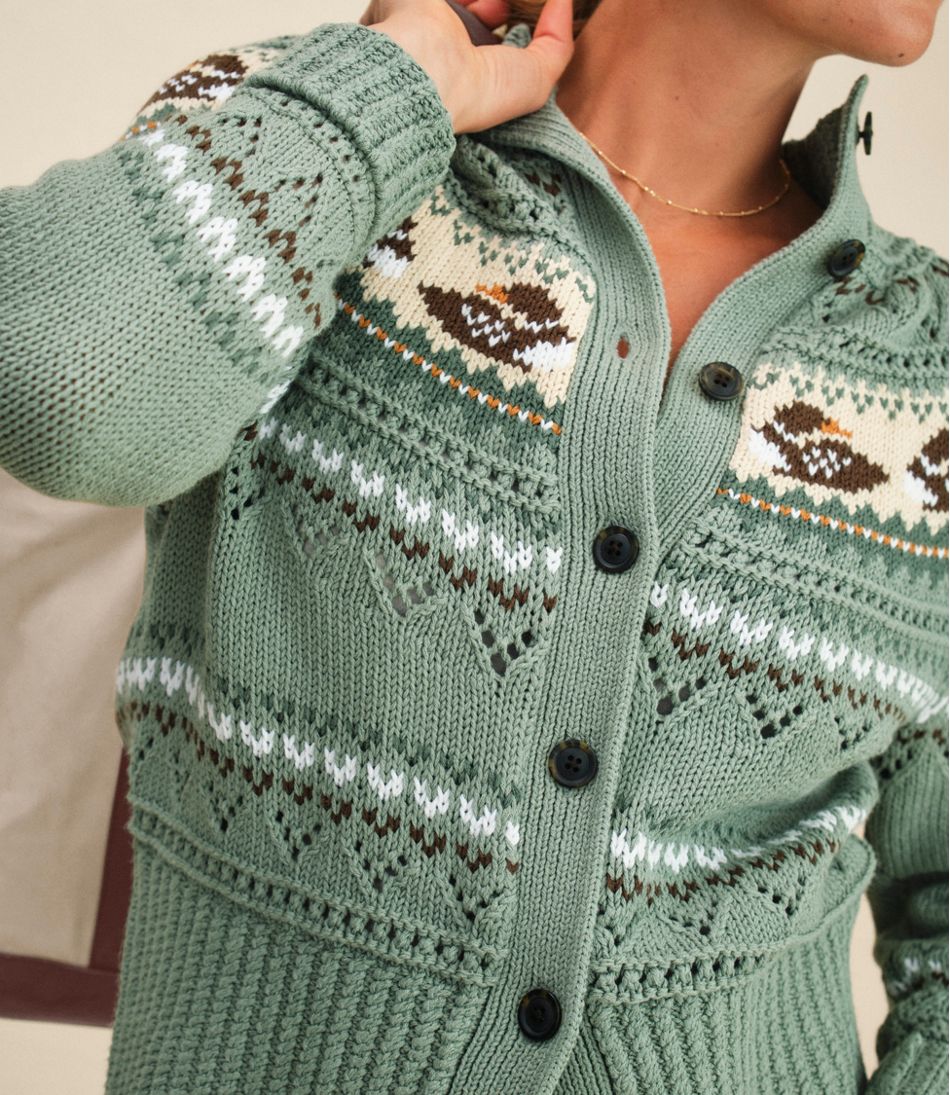 Women's Signature Cotton Fisherman Sweater, Short Cardigan Fair Isle | L.L.Bean