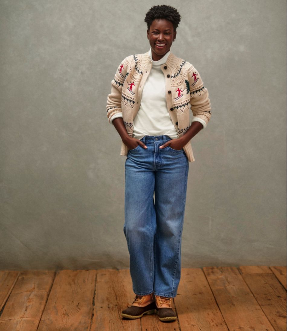 Women's Signature Cotton Fisherman Sweater, Short Cardigan Fair Isle | L.L.Bean