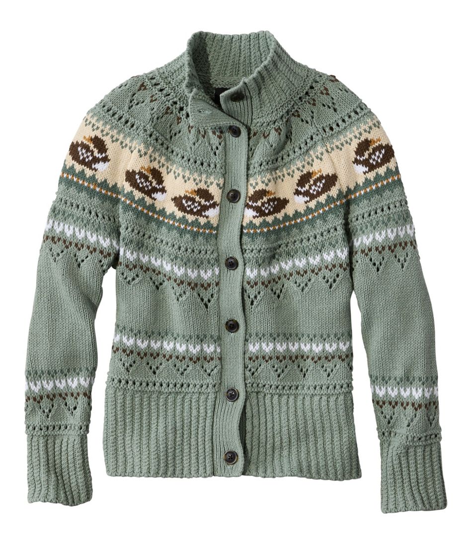 Women's Signature Cotton Fisherman Sweater, Short Cardigan Fair Isle | L.L.Bean
