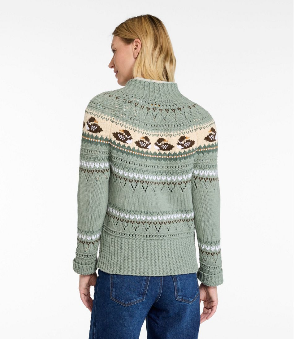 Women's Signature Cotton Fisherman Sweater, Short Cardigan Fair Isle | L.L.Bean