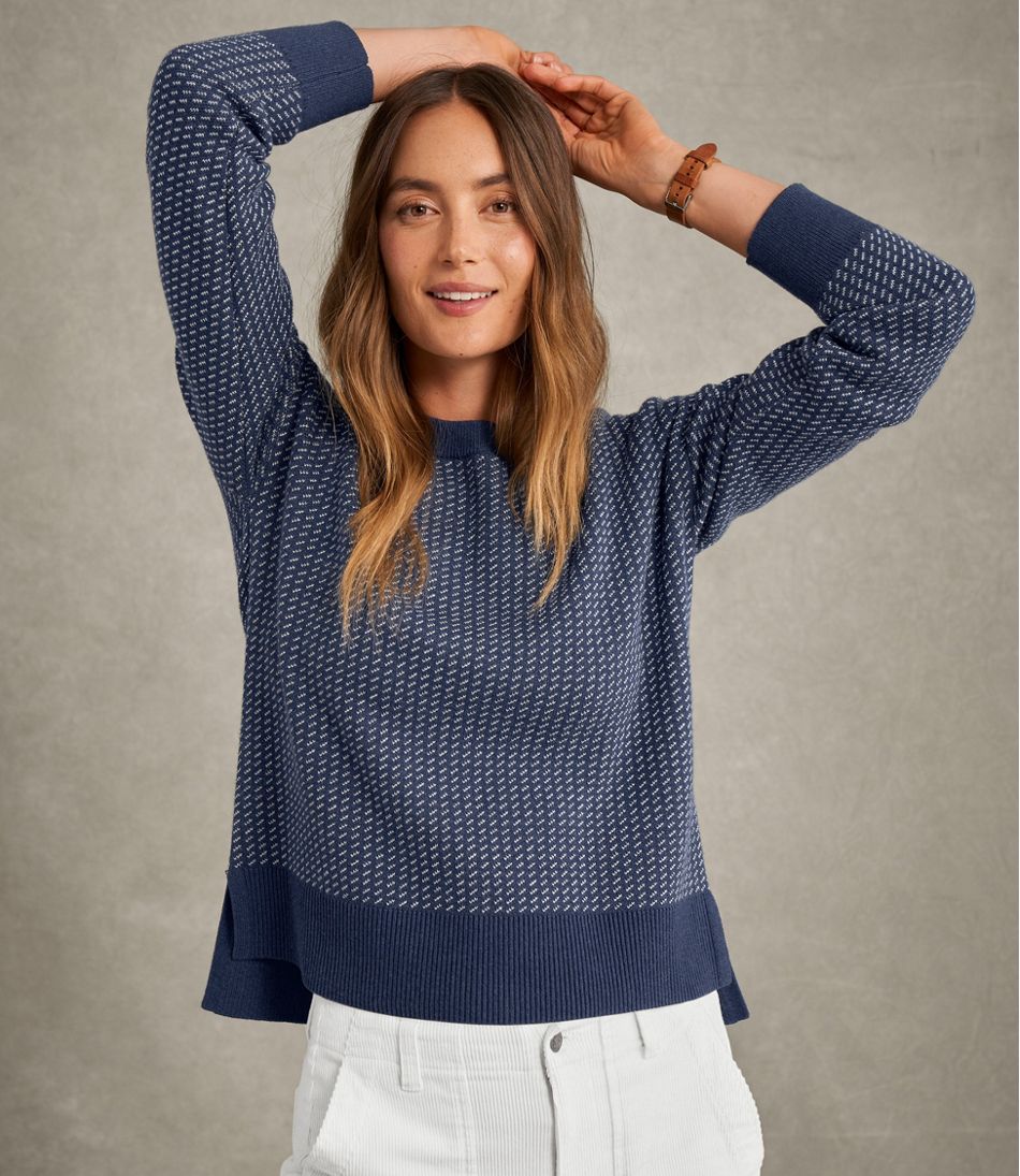 Women's Wicked Soft Cotton/Cashmere Crewneck Sweater, Pattern | L.L.Bean