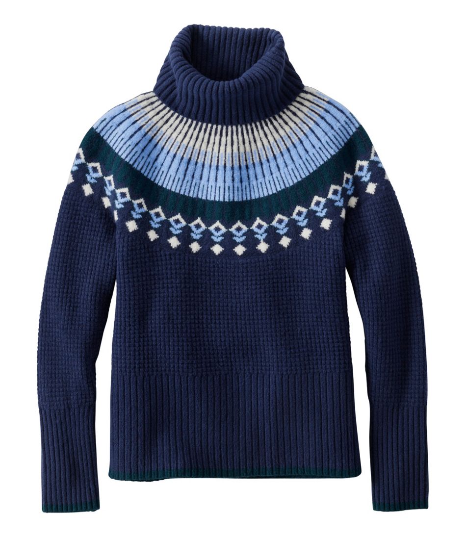 Women's SuperSoft Waffle Sweater, Turtleneck Fair Isle | L.L.Bean