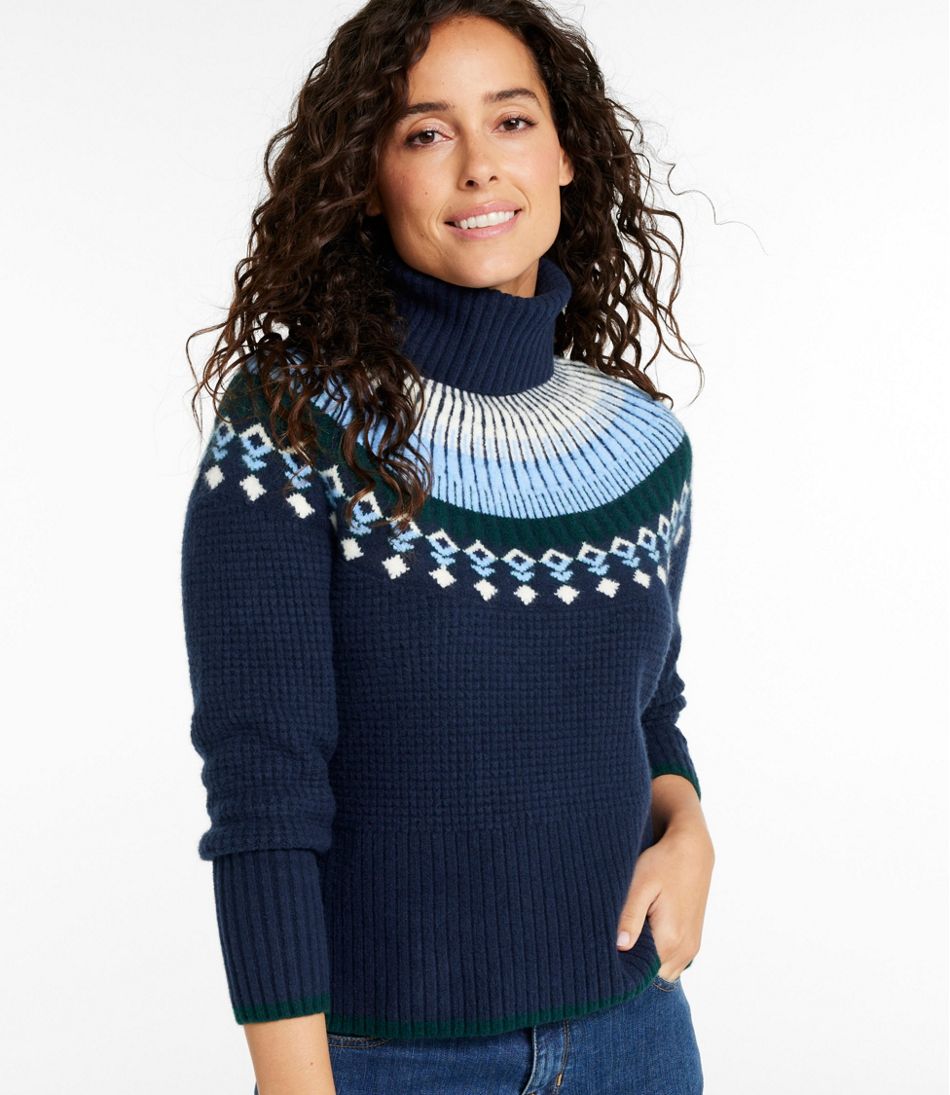 Women's SuperSoft Waffle Sweater, Turtleneck Fair Isle | L.L.Bean