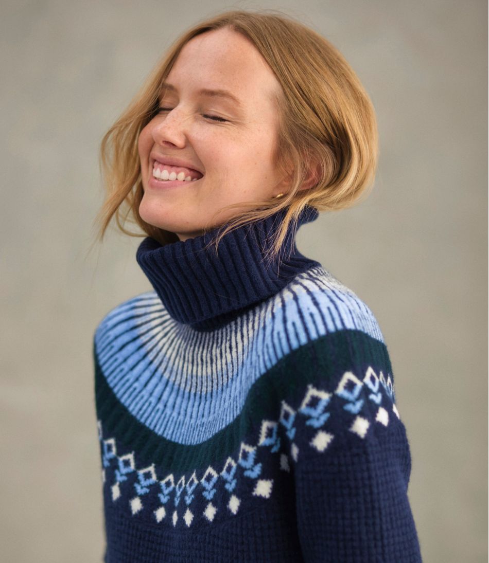 Women's SuperSoft Waffle Sweater, Turtleneck Fair Isle | L.L.Bean