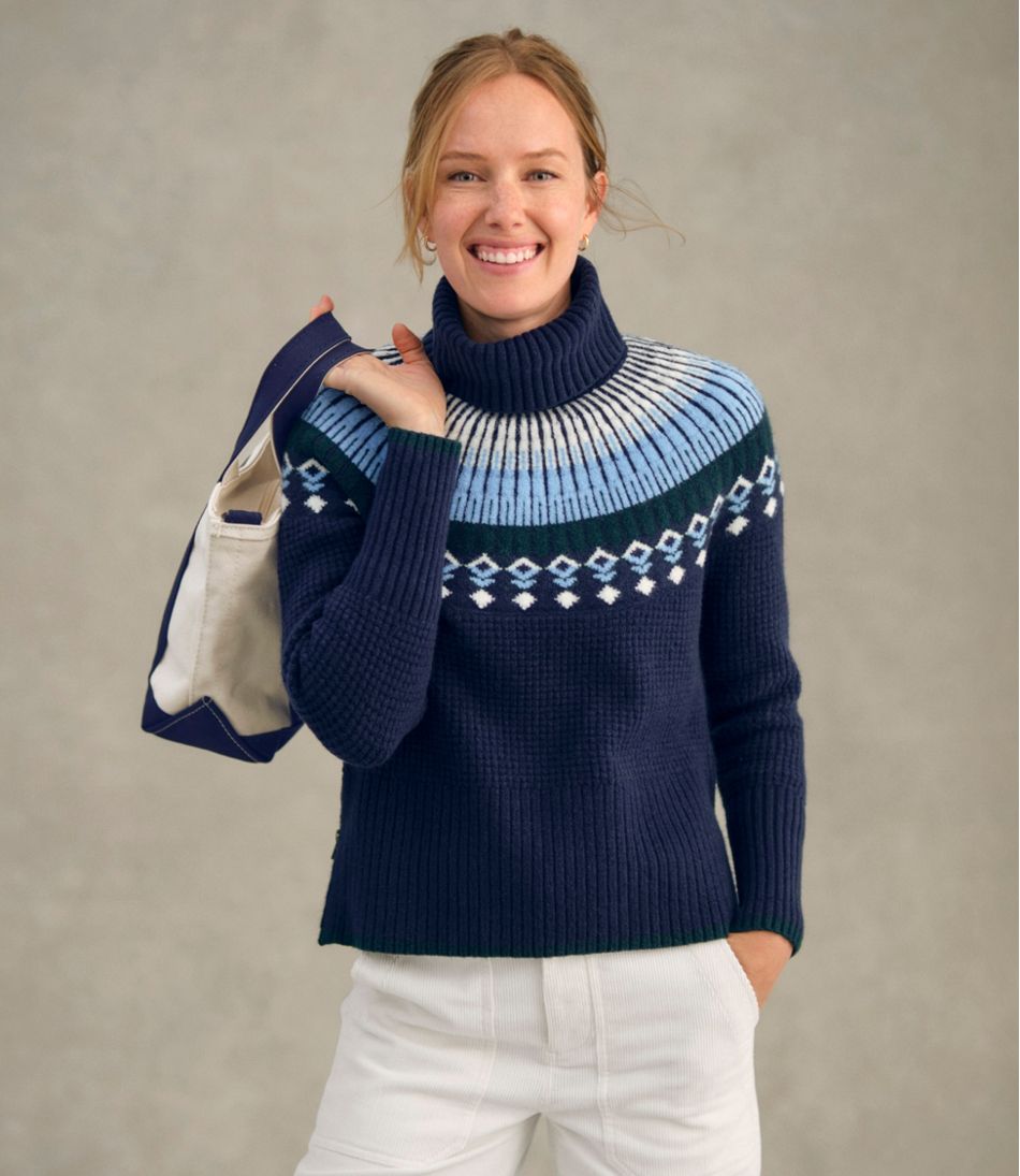 Women's SuperSoft Waffle Sweater, Turtleneck Fair Isle | L.L.Bean