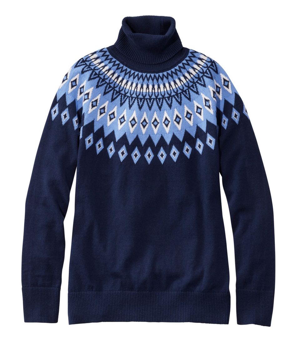 Women's Cotton/Cashmere Sweater, Turtleneck Fair Isle | L.L.Bean