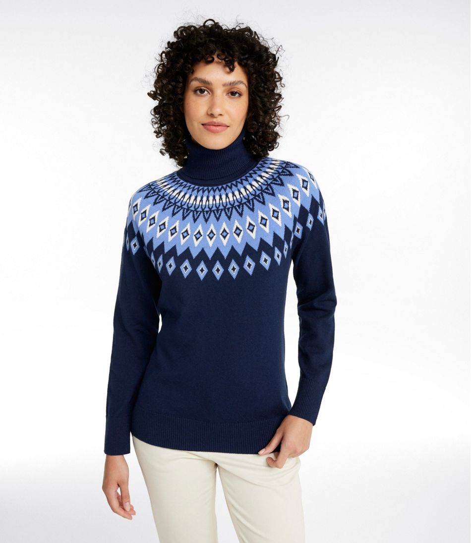Women's Cotton/Cashmere Sweater, Turtleneck Fair Isle | L.L.Bean